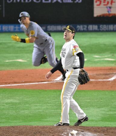 　６回、佐藤輝に適時二塁打を許す有原