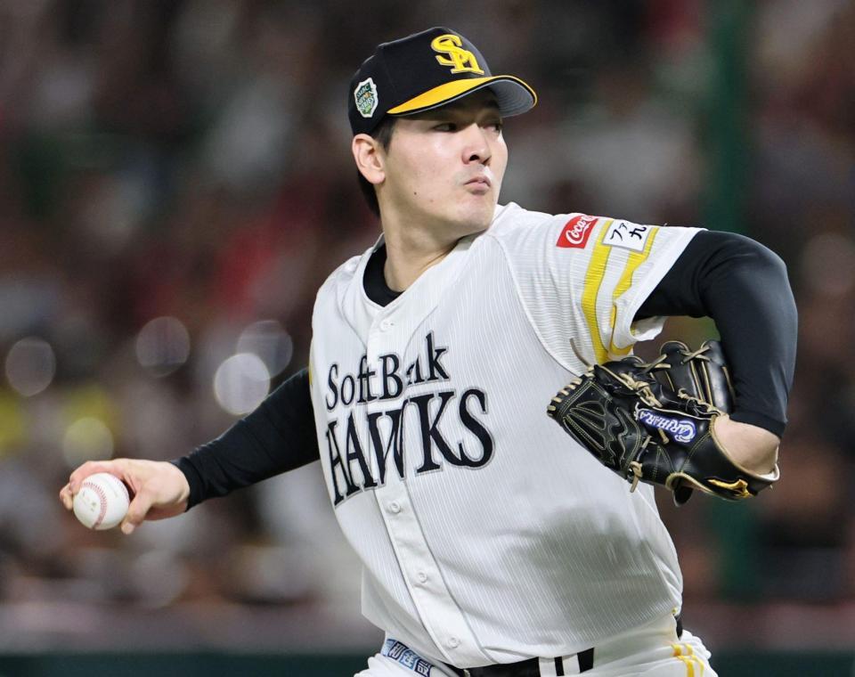 　先発し投げ込む有原（撮影・田中太一）