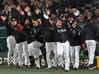 　４回、同点ソロを放ちどすこいポーズを決める山川（撮影・飯室逸平）