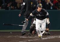 　６回、右前適時打を放つ代打・近藤（撮影・金田祐二）