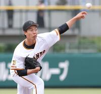 　白組の先発として力投する森田（撮影・西岡正）