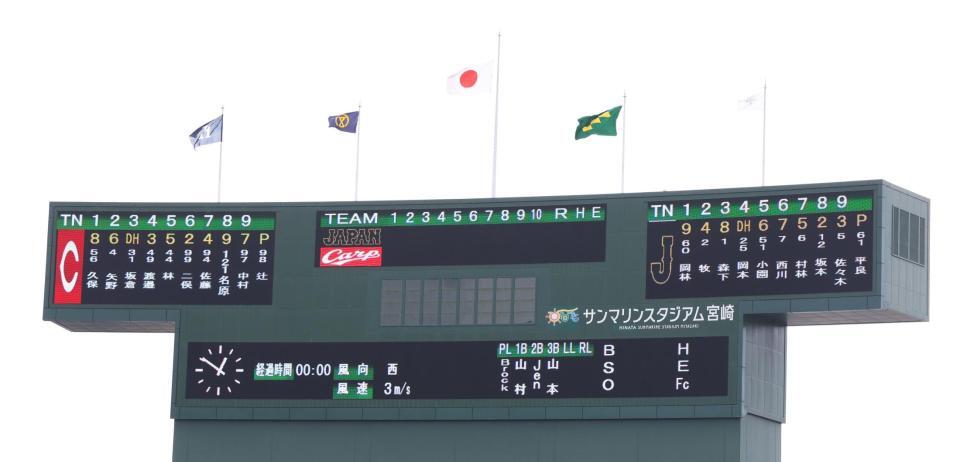 　侍ジャパン対広島のスタメン（撮影・佐々木彰尚）