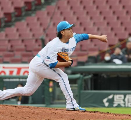 　トライアウトに参加し、力投する前日本ハム・福田俊（撮影・市尻達拡）