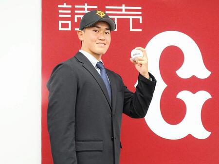 巨人 育成1位・冨重と仮契約 対戦したい選手は阪神・近本「どこに投げても打たれそう」