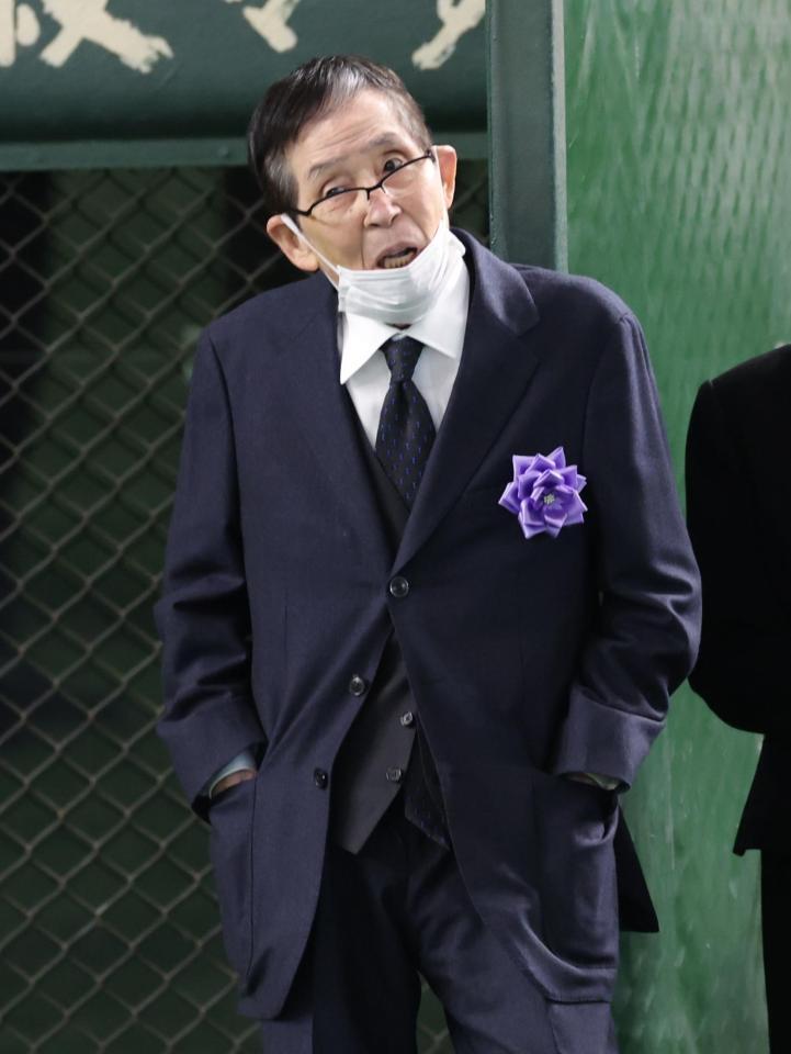 　参列した萩本欽一（撮影・西岡正）