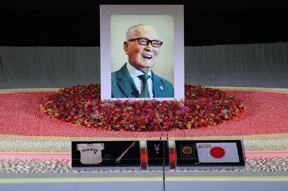 　長嶋茂雄さんの遺影（撮影・西岡正）