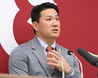 　契約更改を終え、今季を振り返る田中将（撮影・伊藤笙子）