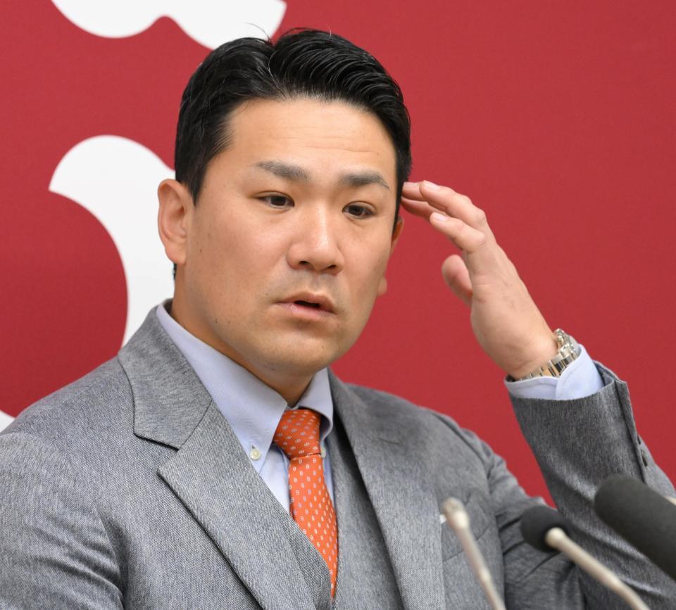 　契約更改を終え、今季を振り返る田中将（撮影・伊藤笙子）