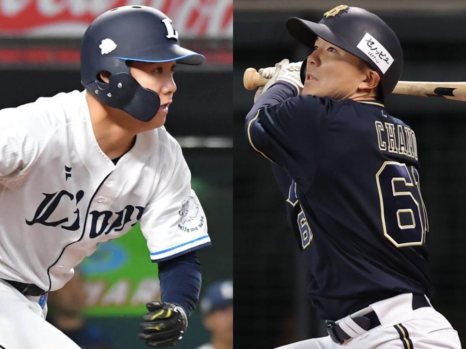 　（左から）西武・平沼翔太、オリックス茶野篤政