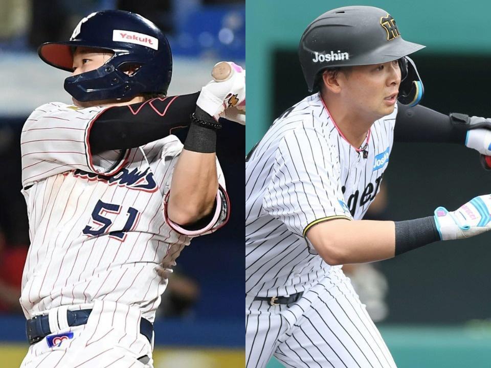 　（左から）ヤクルト・浜田太貴、阪神・井上広大