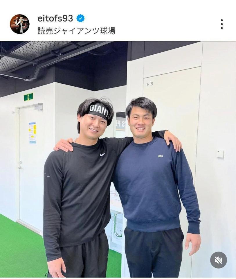 巨人・田中瑛斗のインスタグラム（＠ｅｉｔｏｆｓ９３）から