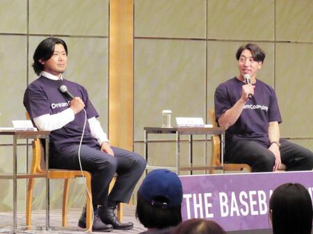 　息のあったトークを展開したカブス・今永（左）と大勢