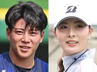 　オリックス・来田（左）と鶴岡果恋