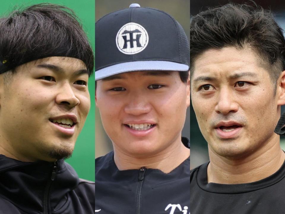 　（左から）佐藤輝、森下、坂本