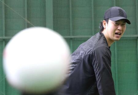 　自主トレを公開した山崎（撮影・石井剣太郎）