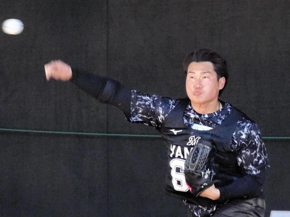 １軍キャンプ帯同が決まったドラ７の大聖は新人合同自主トレでブルペンに入る