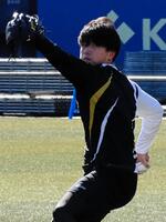 自主トレを公開、キャッチボールする田中晴