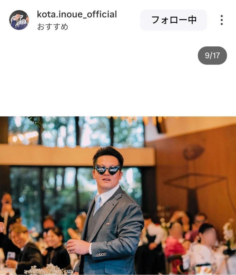 ロッテ・井上広大のインスタグラム（＠ｋｏｔａ．ｉｎｏｕｅ＿ｏｆｆｉｃｉａｌ）から