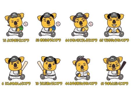 コアラのマーチのとなった８選手のイラスト（球団提供）