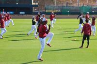 アップをするウレーニャ（撮影・佐々木彰尚）