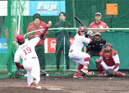 ライブＢＰに登板した荘司（撮影・佐々木彰尚）