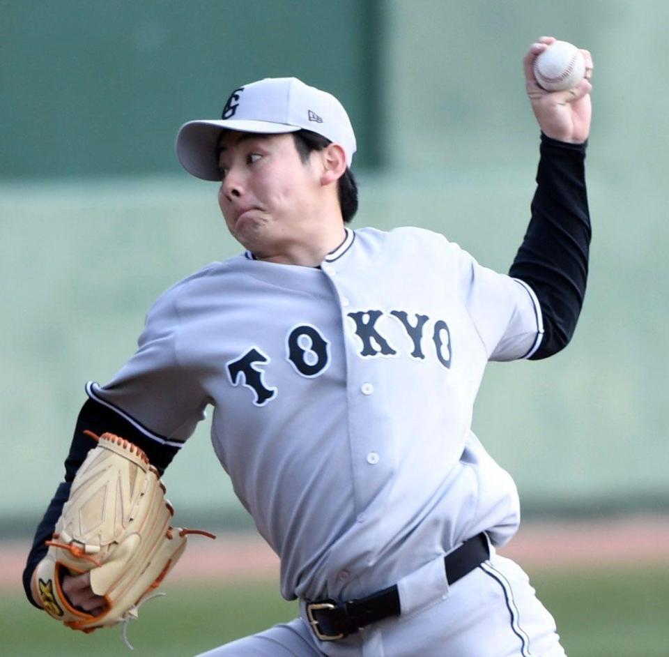 　ライブＢＰに登板した竹丸（撮影・佐藤厚）