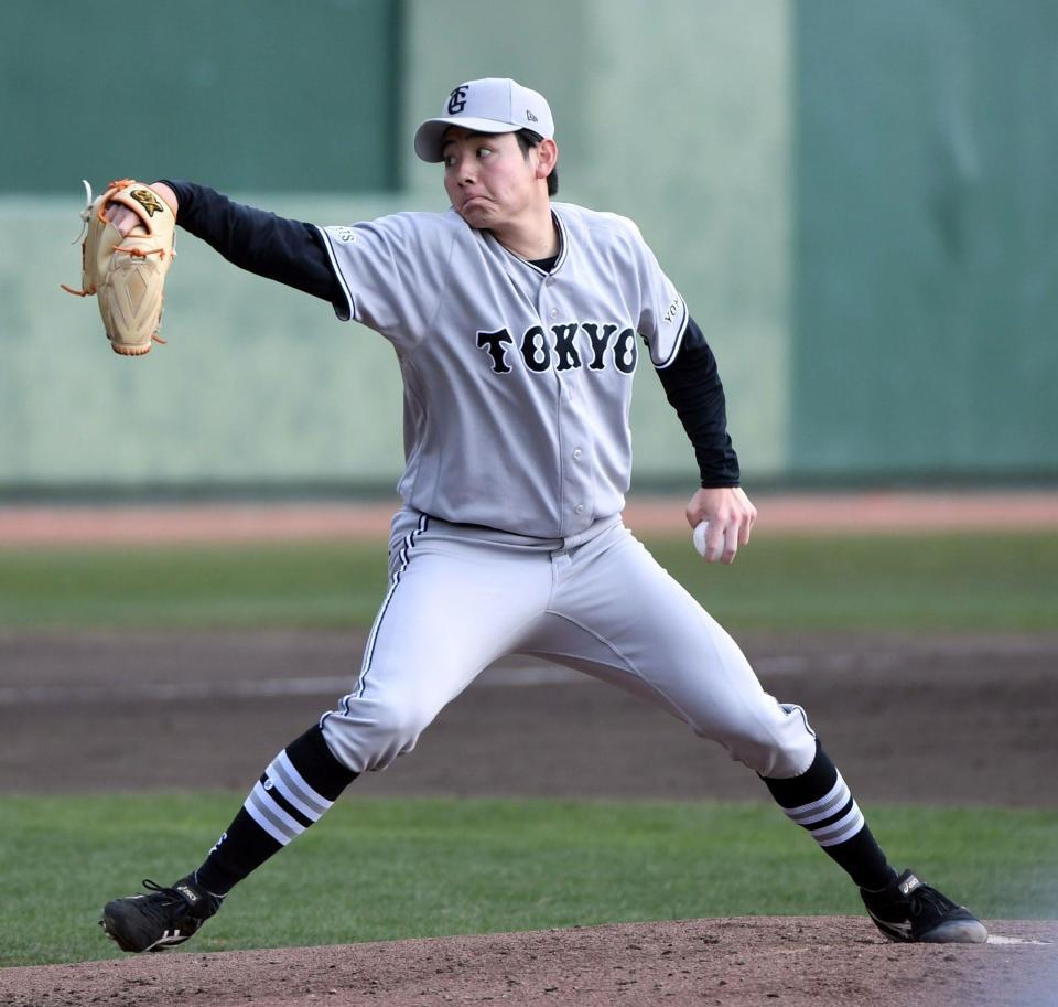 　ライブＢＰに登板した竹丸（撮影・佐藤厚）