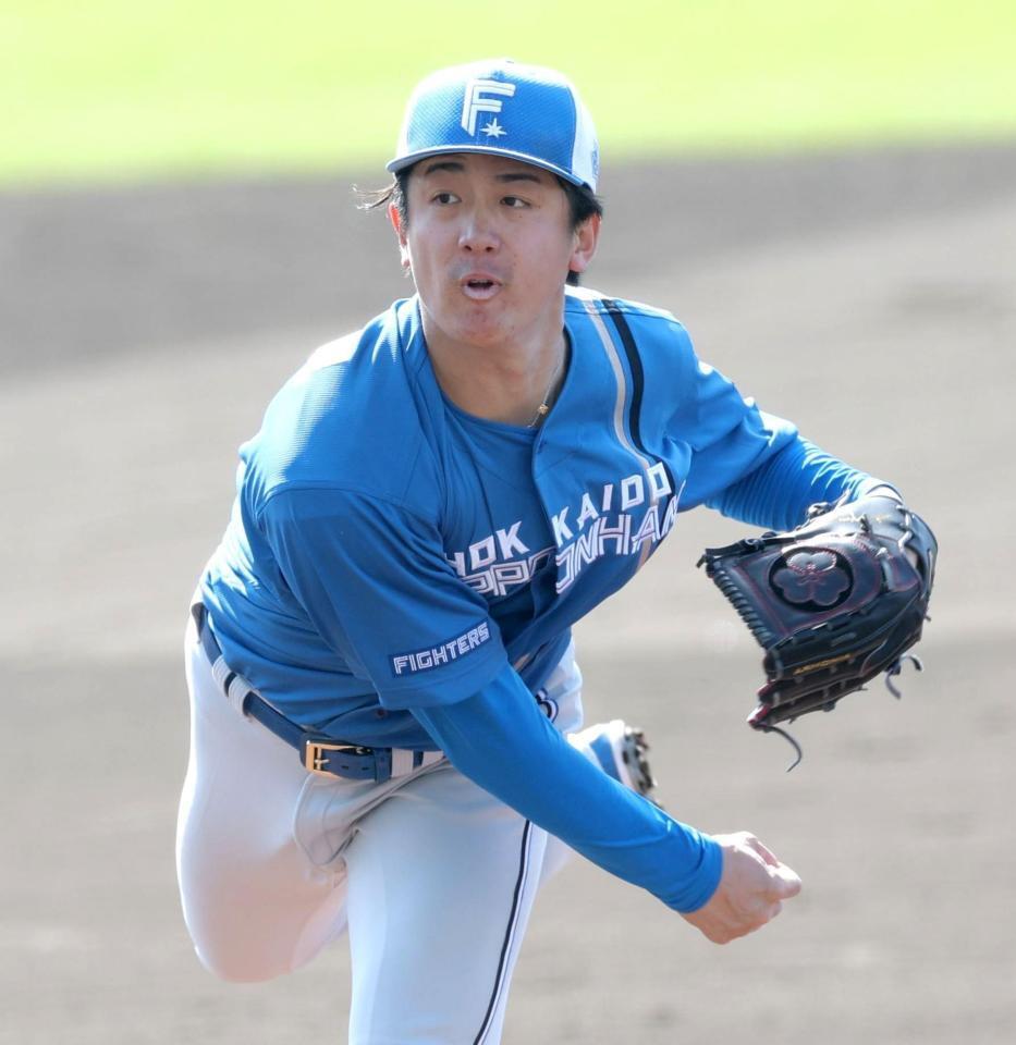 ライブＢＰに登板し、投球する北山（撮影・西岡正）