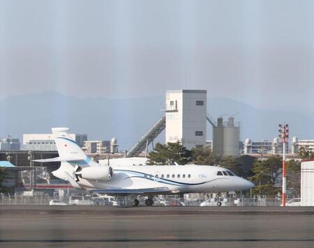 　ダルビッシュ有を載せたチャーター機（撮影・金田祐二）