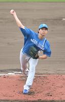 先発で２回二安打無失点の好投を見せた達（撮影・持木克友）