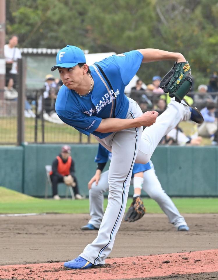 先発で２回二安打無失点の好投を見せた達（撮影・持木克友）