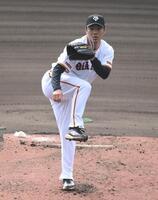 ライブＢＰに登板した則本（撮影・開出牧）