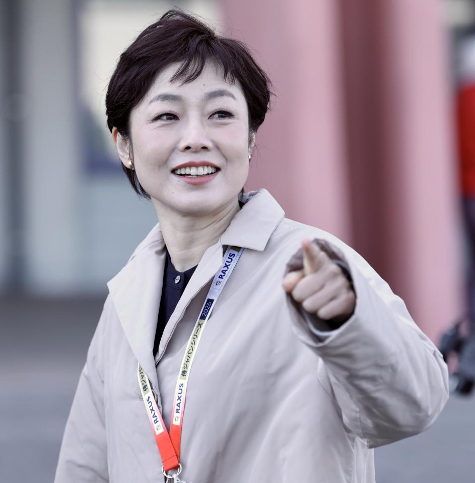 取材に訪れた有働由美子（撮影・伊藤笙子）
