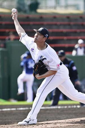 　西武戦に先発し、３回無失点のロッテ・西野