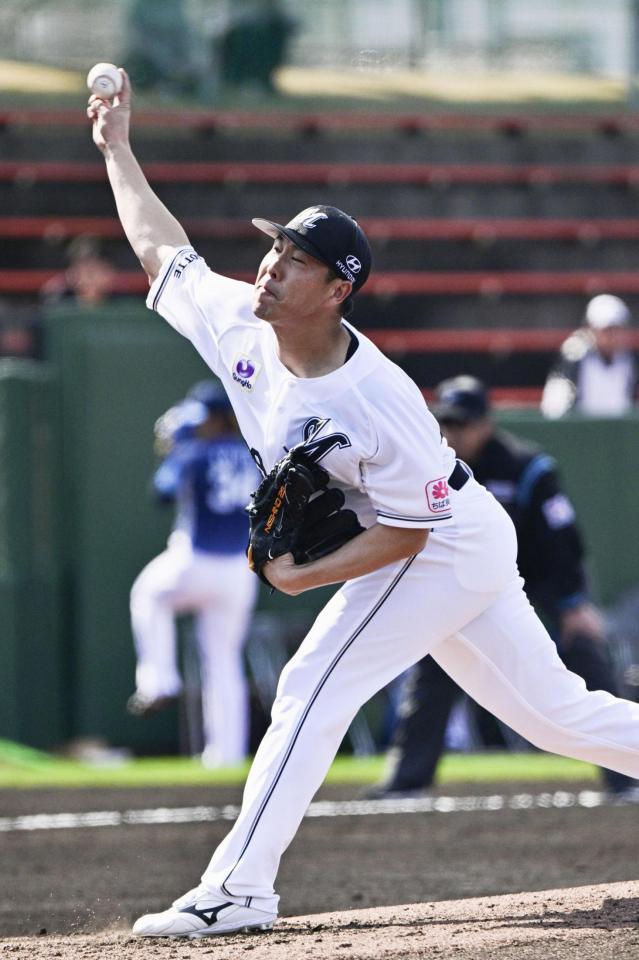 　西武戦に先発し、３回無失点のロッテ・西野