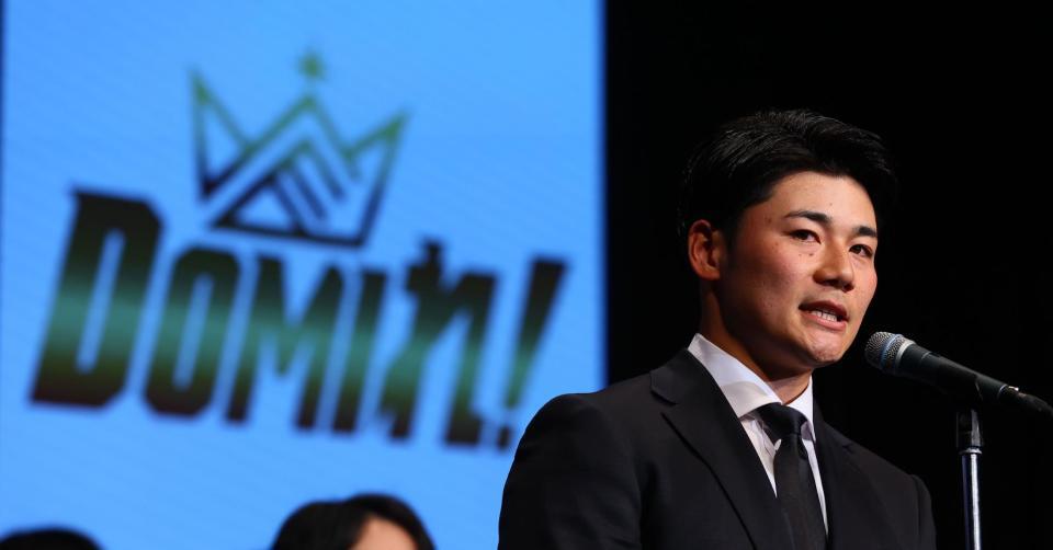 決意表明をする清宮幸（撮影・中島達哉）