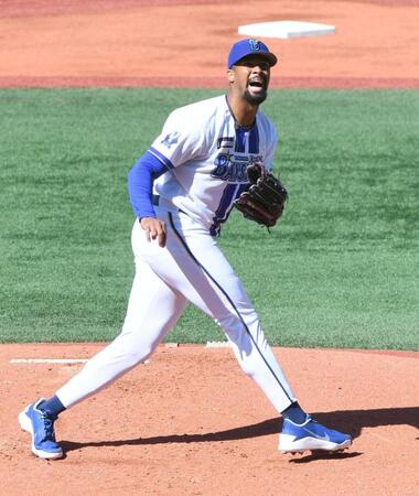 オープン戦２度目のマウンドに立つデュプランティエ（撮影・佐藤厚）