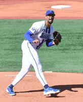 オープン戦２度目のマウンドに立つデュプランティエ（撮影・佐藤厚）