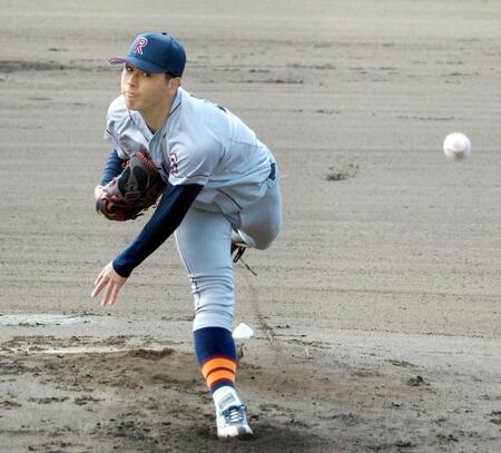 　５回を２失点に抑えた立命大・有馬（撮影・山村菜々子）