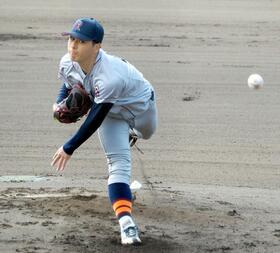 　５回を２失点に抑えた立命大・有馬（撮影・山村菜々子）