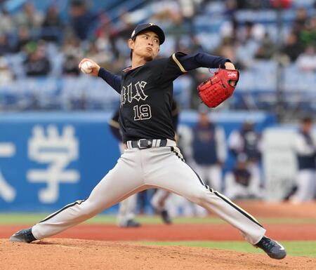５回２失点の山岡（撮影・佐々木彰尚）