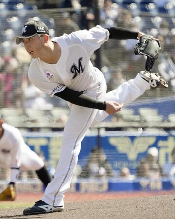５回無失点の力投を見せたロッテ先発の田中