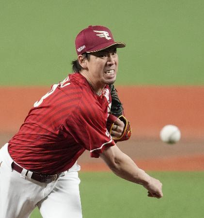 　西武とのオープン戦に先発し、６回無失点と好投した楽天・前田健＝ベルーナドーム