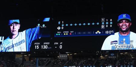 １球ごとの投球内容が表示されるビジョン（撮影・中島達哉）