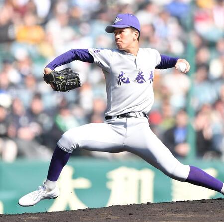 力投する花巻東・萬谷堅心（撮影・開出牧）