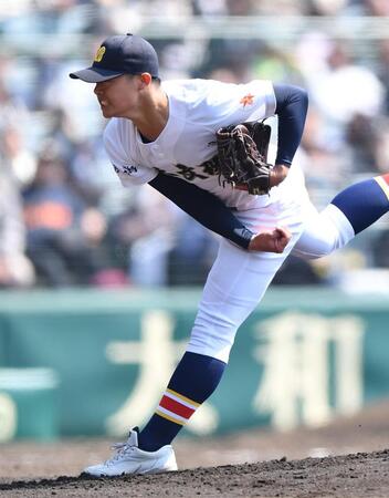 力投する日本文理・染谷崇史（撮影・開出牧）