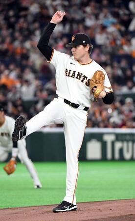 楽天打線に立ち向かうハワード（撮影・佐藤厚）