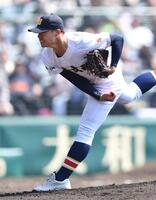 力投する日本文理・染谷崇史（撮影・開出牧）