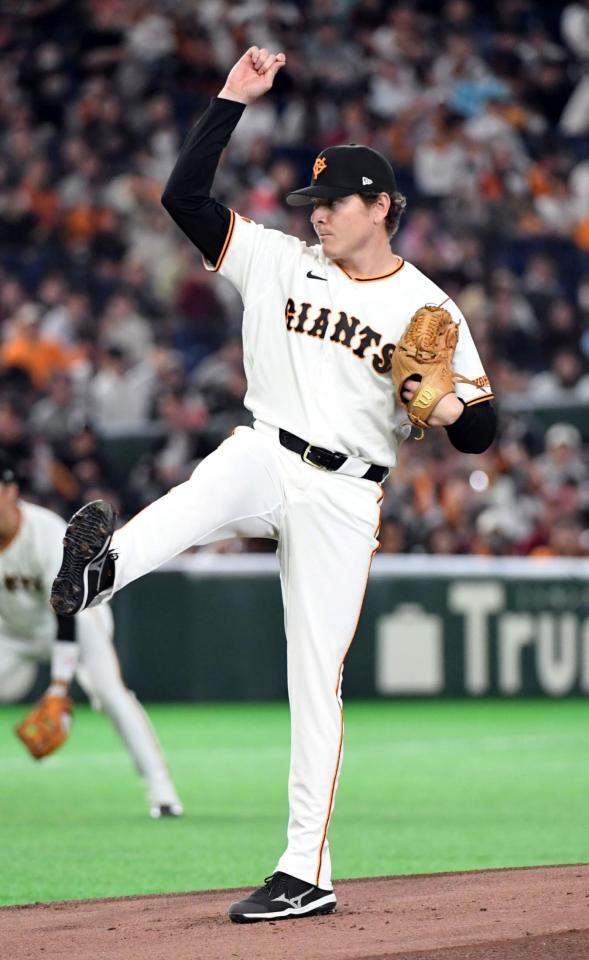 楽天打線に立ち向かうハワード（撮影・佐藤厚）