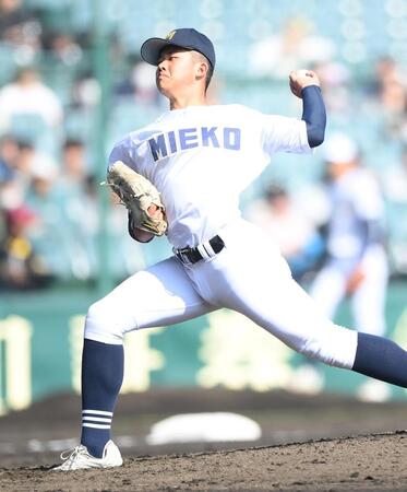 力投する三重・上田晴優（撮影・開出牧）